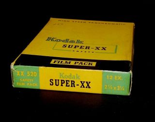 Kodak - XX Film Pack High Speed Panchromatic XX - 520 12 EX.  2 1/4 x 3 1/4 2