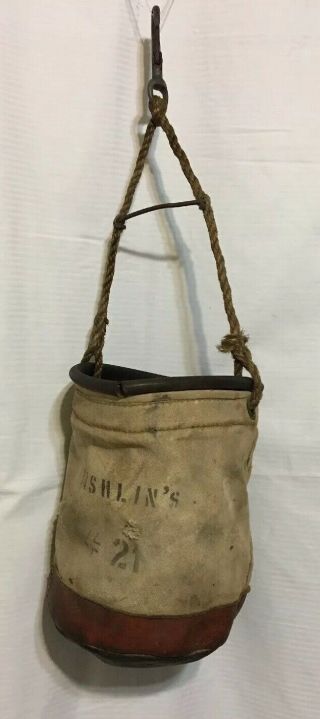 Vintage Bashlins 21 Heavy Duty Canvas Tool Bag W/leather Bottom Trim