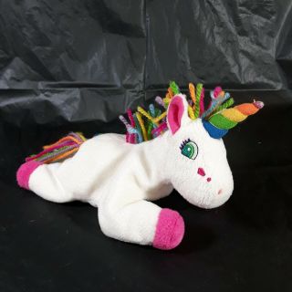 Vintage Lisa Frank Markie Beanbag Mini Plush Stuffed Animal Unicorn 8.  5 " Rainbow