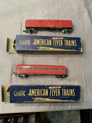 American Flyer Vintage 650 And 651 Red Passenger Cars,  Both With Box.