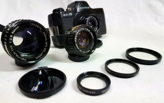 Asahi Pentax Auto 110 Slr Vintage Film Camera Set With 3 Lenses,  Filters & Case