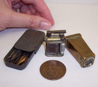 Vintage Ww1 1914 Penny Miniature Trench Art Lighter Dip Pen Nib Tin Range Lens