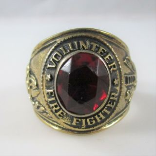 Volunteer Fire Fighter Ring Vintage Signed 14k Gold Electroplate 17.  6g | Size 13