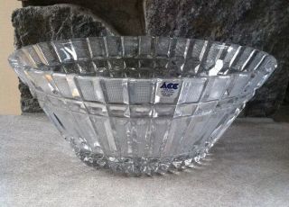 Vintage Polish Large Heavy Lead Crystal Oval Bowl