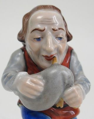 Good vintage German Volkstedt porcelain figure of a Hunchback bagpipe player 7