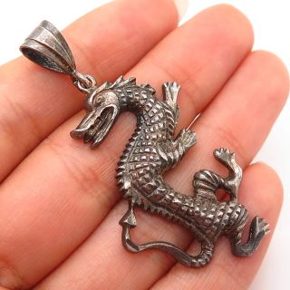 925 Sterling Silver Vintage Mythical Dragon Design Pendant