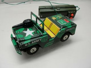 Vintage U.  S.  Army Tin Remote Control Jeep Made In Japan Marx