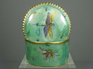 Vintage Aynsley Lustre Lidded Pot Dragonfly Moth Butterfly Fairyland Style