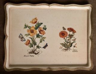 VINTAGE HAND PAINTED WOOD SERVING TRAY 16”x12” ITALY SEZZATINI FIRENZE FLOWERS 2