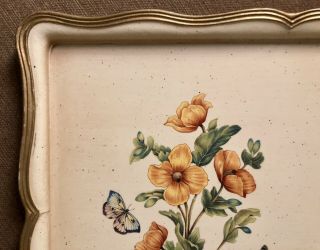 VINTAGE HAND PAINTED WOOD SERVING TRAY 16”x12” ITALY SEZZATINI FIRENZE FLOWERS 5