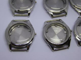 6 x Vintage Old Stock Stainless Steel Gent ' s Automatic Wristwatch Cases Ref 3 2