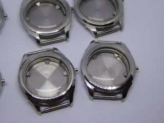 6 x Vintage Old Stock Stainless Steel Gent ' s Automatic Wristwatch Cases Ref 3 3
