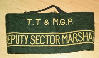 Vintage Isle Of Man Tt & Mgp Official Deputy Sector Marshal Armband - Iom Manx