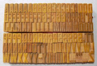 124 Piece Vintage Letterpress Wood Wooden Type Printing Blocks 24m.  M.  Vb - 917