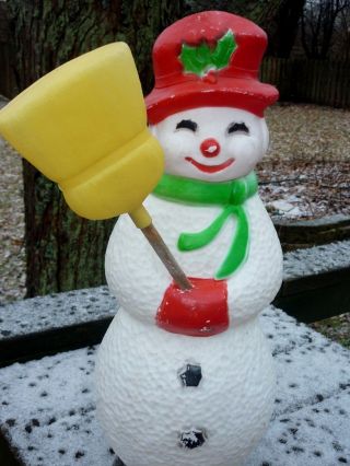 Vintage Union 22 " Christmas Snowman Snow Lady Broom Lighted Blow Mold Next Day