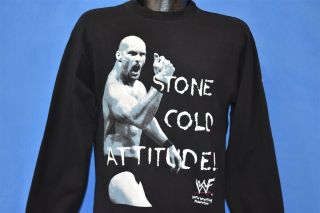 Vtg 90s Wwf Stone Cold Steve Austin Attitude Wrestler L/s T - Shirt Youth Xl