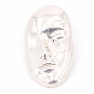 Vtg Sterling Silver - Mexico Taxco Solid Face Mask Pendant Brooch Pin - 17.  5g
