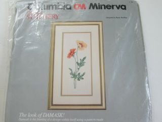 Columbia Minerva Vintage 1985 Crewel Stitchery Kit - Poppy Panel Picture