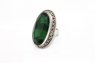 A Large Vintage Sterling Silver 925 Synthetic Tourmaline Statement Ring 13173