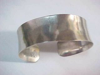Vintage Sterling Silver 925 Wide Ladies Cuff Bracelet Ati Mexico Concave Wave