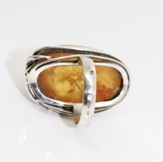 A Vintage Sterling Silver 925 Baltic Amber Statement Ring 13367 3