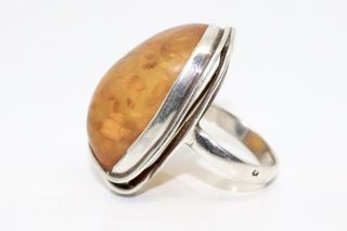 A Vintage Sterling Silver 925 Baltic Amber Statement Ring 13367 4