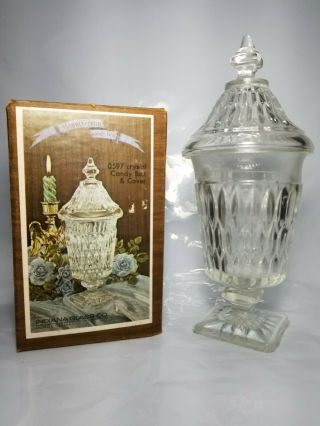 Vintage Indiana Glass Co.  Mount Vernon Clear Crystal Candy Box And Cover 0597