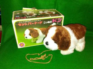 Vintage Alps Battery Operated Dog Danny The St.  Bernard In Japanese Box Japan