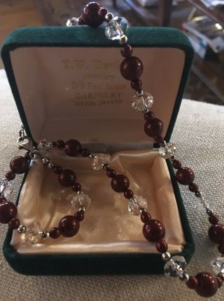 Vintage.  925 Sterling Silver Bead & Crystal Necklace