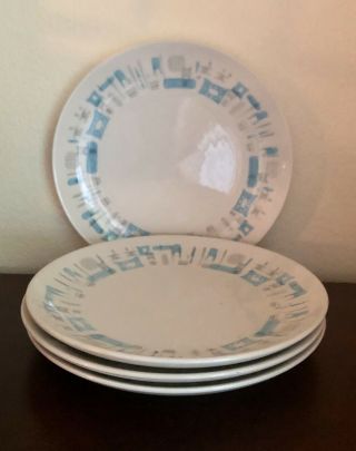 Royal China Blue Heaven Vintage Mid Century 10 Inch Dinner Plates Set Of Four