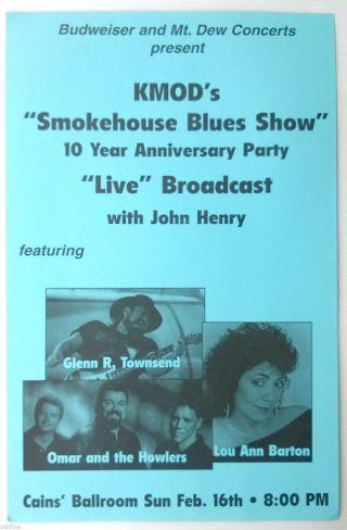 Glen Townsend Lou Ann Barton Howlers Vintage Poster 1997 Tulsa Concert
