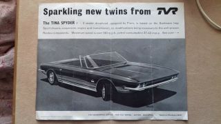Vintage Tvr Single Sheet Sales Brochure Tina Coupe & Tina Spyder