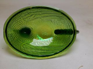 Vintage INDIANA GLASS HEN ON A NEST Iridescent Green Carnival Candy Dish 5