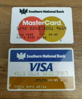 Vintage Southern National Bank Credit Cards Visa Mastercard 1985 Matching Female
