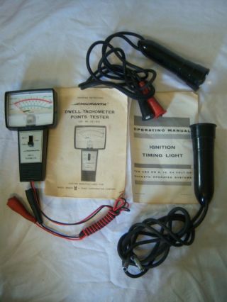 Vintage Micronta 22 - 1631 Tach Dwell Points Tester & Timing Lights W/ Manuals