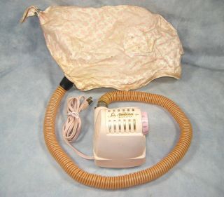 Vintage Lady Sunbeam Pink Controlled Heat Bonnet Hood Hair Dryer With Nail Dryer