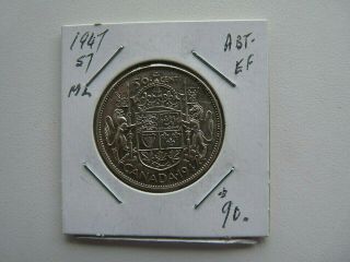 Vintage Canada 50 Cent Silver 1947 Maple Leaf Short 7 Value 90.  00 N1385