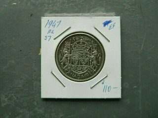 VINTAGE canada 50 cent SILVER 1947 MAPLE LEAF SHORT 7 VALUE 110.  00 Y95 3