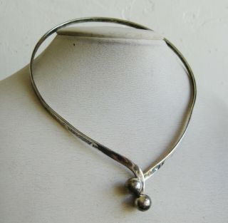 Vintage Taxco Mexican Sterling Silver Collar Torque Necklace