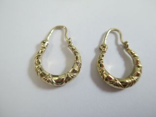 Lovely Vintage Top Quality Hallmarked 9ct Gold Hoop Earrings.  1.  1g