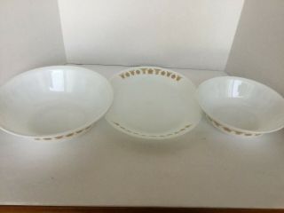 Vintage Corelle Butterfly Gold Oval Serving Platter And 2 Serving Bowls Guc
