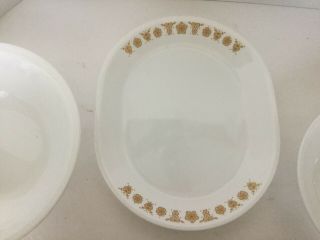 Vintage Corelle BUTTERFLY GOLD Oval Serving Platter and 2 Serving Bowls GUC 2