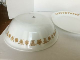 Vintage Corelle BUTTERFLY GOLD Oval Serving Platter and 2 Serving Bowls GUC 5