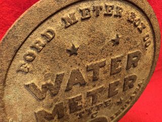 Vintage Ford Meter Box Company Cast iron Water Meter Lid Type C Stars 2