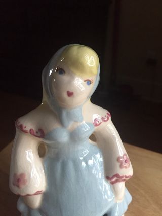 Vintage Weil Ware Pottery Hand Decorated Lady Figurine Statue California 2