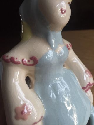 Vintage Weil Ware Pottery Hand Decorated Lady Figurine Statue California 5
