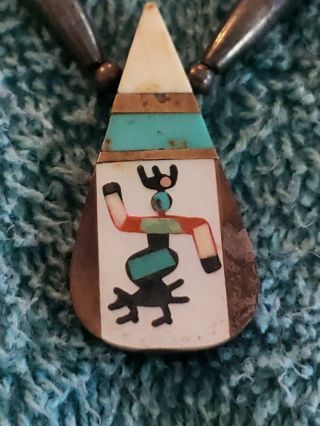 Vintage Zuni Multi Stone Inlay Necklace Pendant