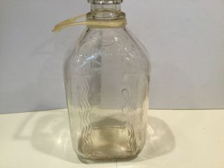 Vtg Half Gallon Cassopolis Dairy Clear Glass Milk Bottle With Handle