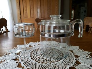 Vintage Pyrex 6 - 9 Cup Clear Glass Percolator Stove Top Coffee Pot 7759 - B