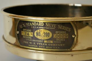 Vintage U.  S.  Standard Sieve Series Gold Mining Sifters No 200 Brass,  74 microns 5